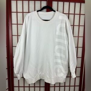 Lululemon Perfectly Oversized White Logo Crewneck Loungewear Casual